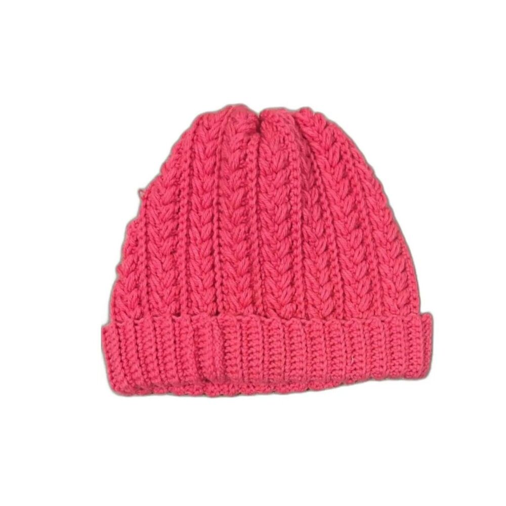Hand Knit Pink Beanie Hat